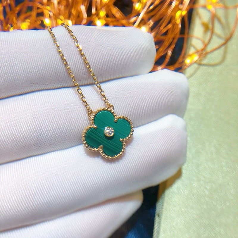 [NOBLE AURA]CLOVER 15MM DIAMOND TURQUOISE NECKLACE