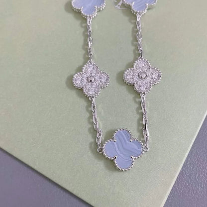 [NOBLE AURA] CLOVER 5 MOTIF PURPLE CHALCEDONY BRACELET COLLECTION