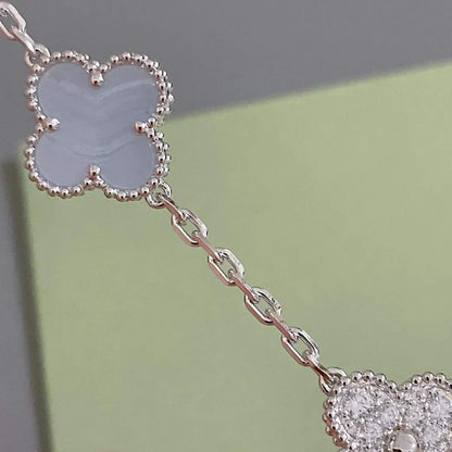[NOBLE AURA] CLOVER 5 MOTIF PURPLE CHALCEDONY BRACELET COLLECTION