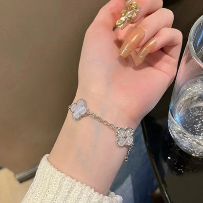 [NOBLE AURA] CLOVER 5 MOTIF PURPLE CHALCEDONY BRACELET COLLECTION
