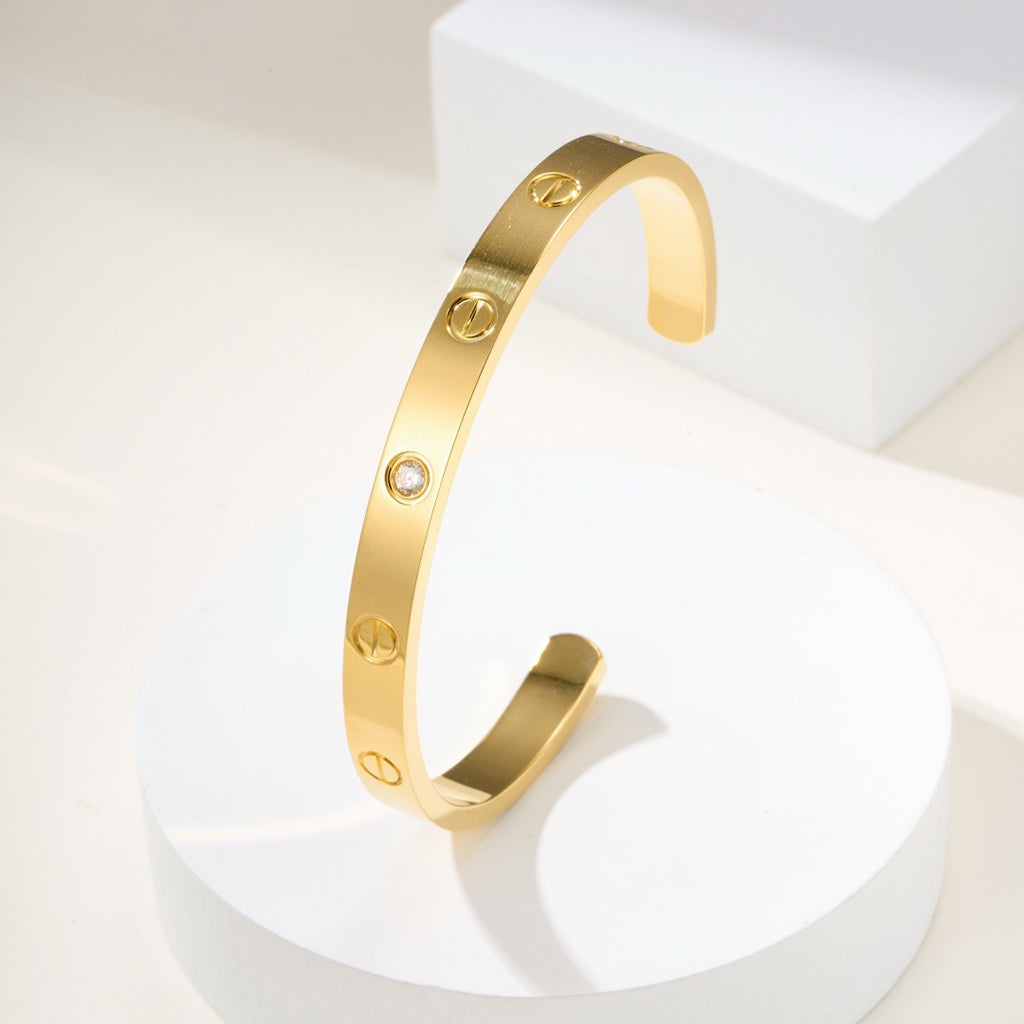 [NOBLE AURA] LOVE BRACELET 6.1MM 1 DIAMOND OPEN CUFF
