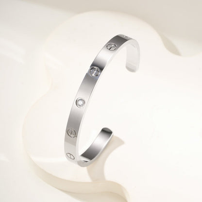 [NOBLE AURA] LOVE BRACELET 6.1MM 1 DIAMOND OPEN CUFF