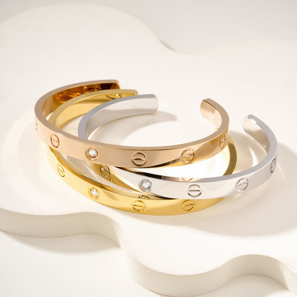 [NOBLE AURA] LOVE BRACELET 6.1MM 1 DIAMOND OPEN CUFF