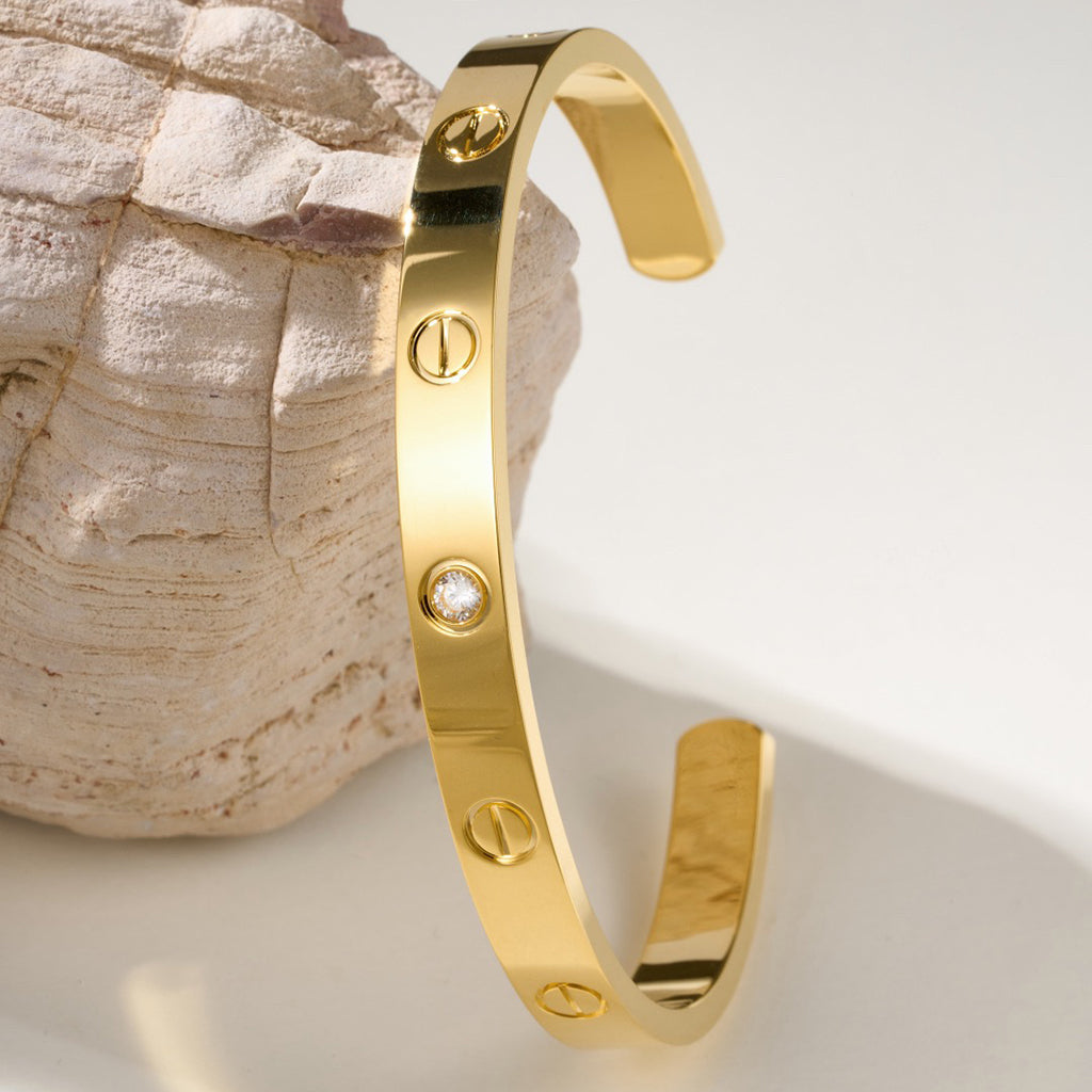 [NOBLE AURA] LOVE BRACELET 6.1MM 1 DIAMOND OPEN CUFF