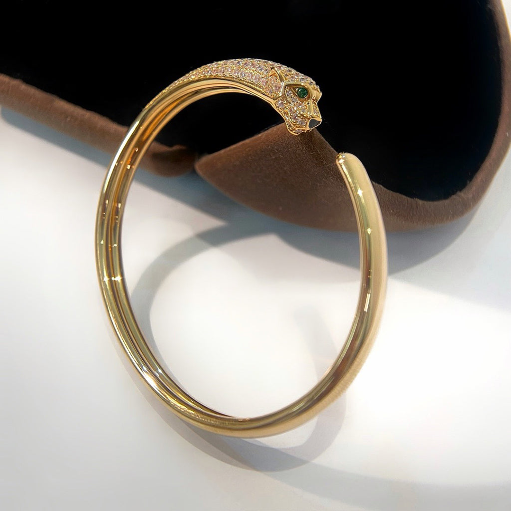 [NOBLE AURA] PANTHERE HALF DIAMOND OPEN BRACELET