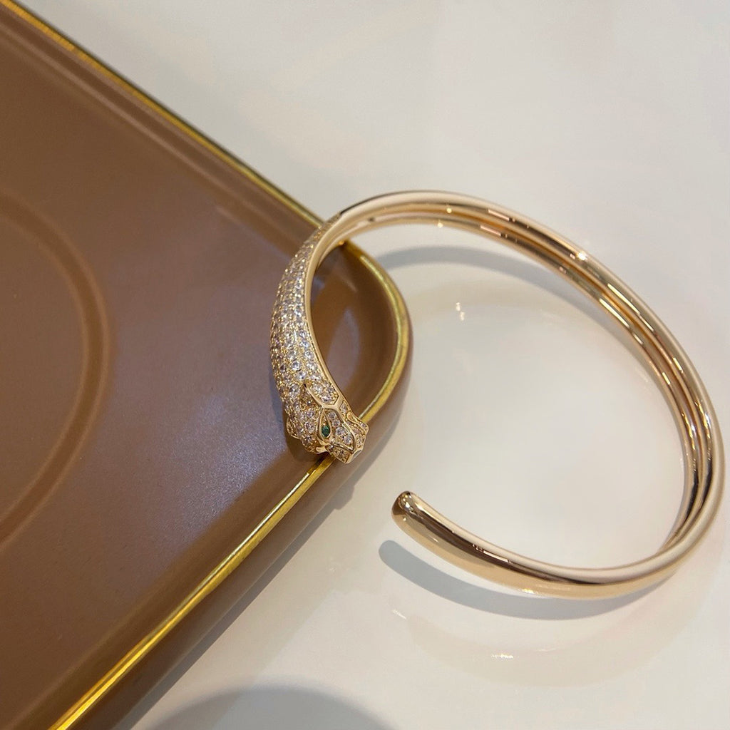 [NOBLE AURA] PANTHERE HALF DIAMOND OPEN BRACELET