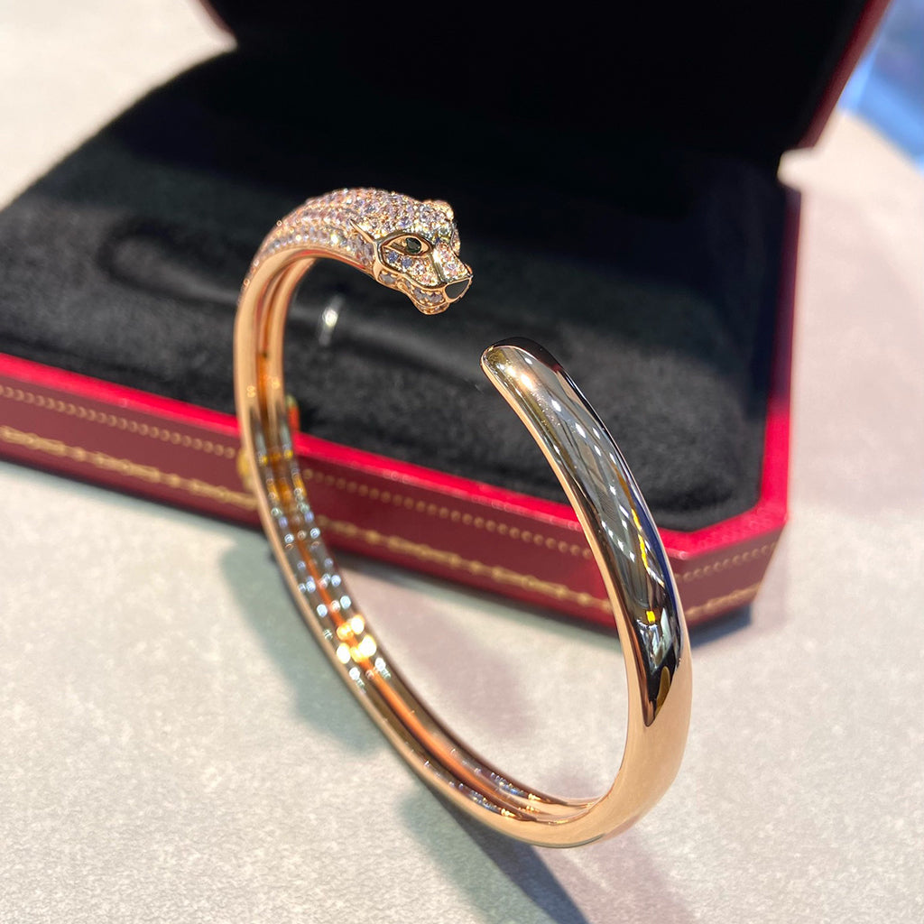 [NOBLE AURA] PANTHERE HALF DIAMOND OPEN BRACELET