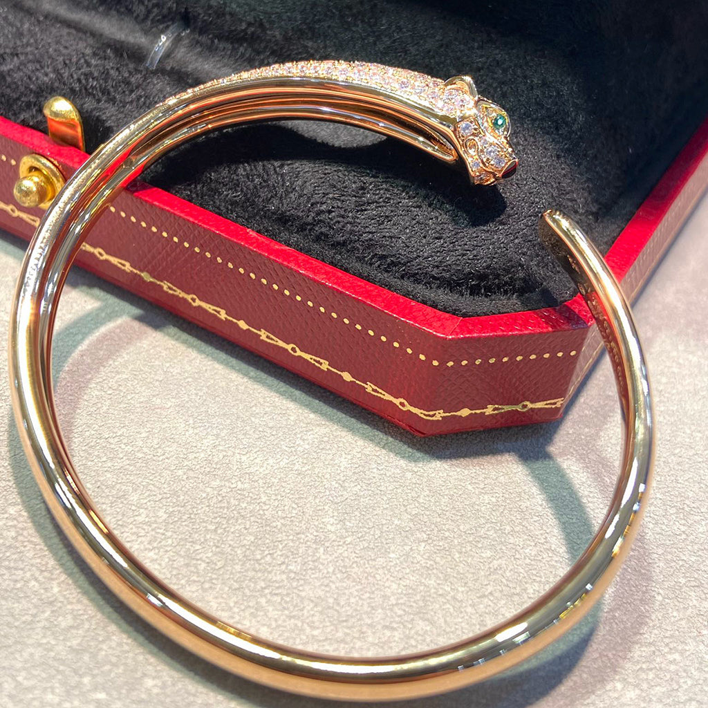 [NOBLE AURA] PANTHERE HALF DIAMOND OPEN BRACELET