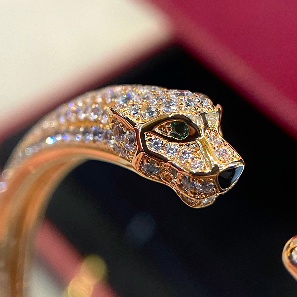 [NOBLE AURA] PANTHERE HALF DIAMOND OPEN BRACELET