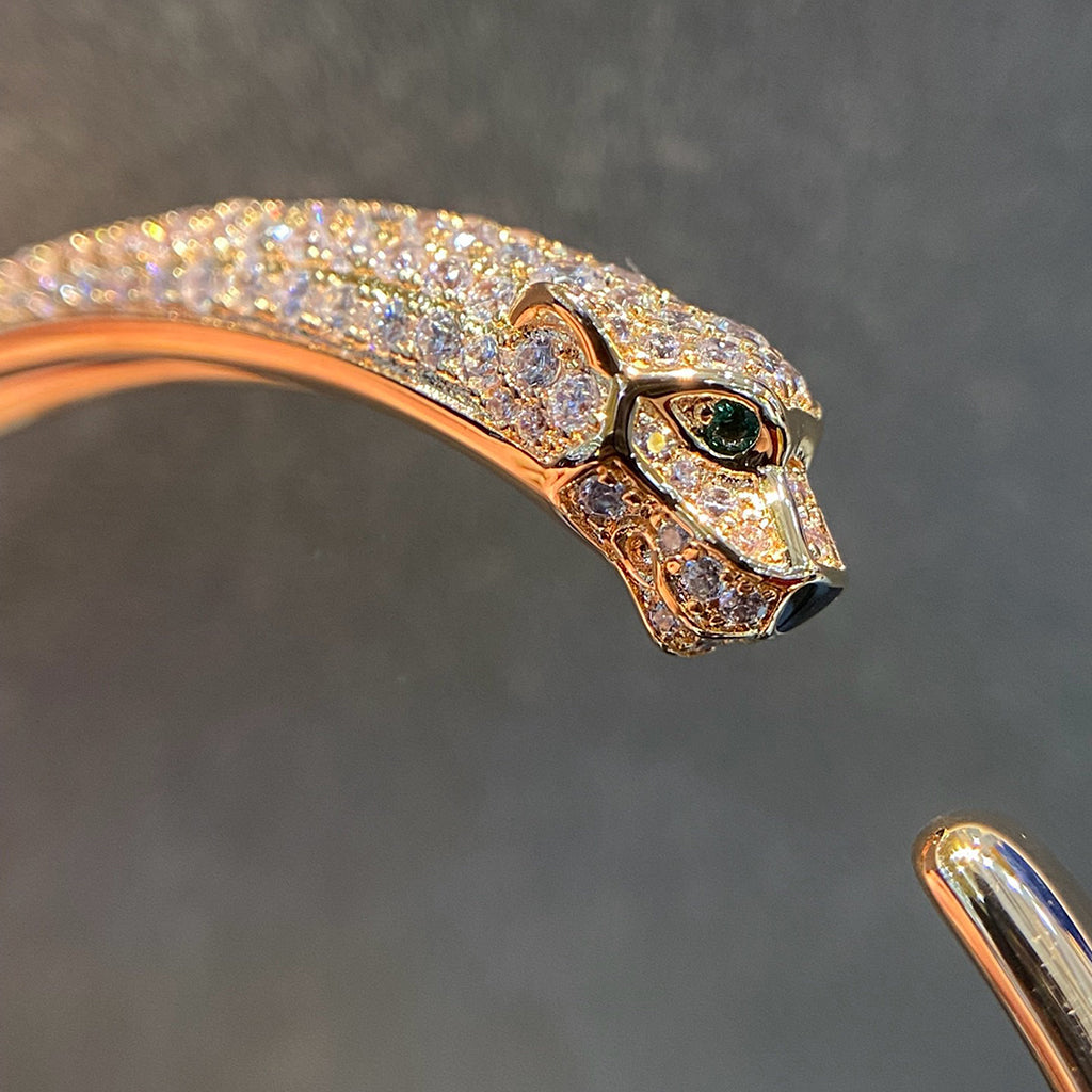 [NOBLE AURA] PANTHERE HALF DIAMOND OPEN BRACELET