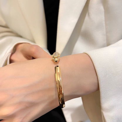 [NOBLE AURA] PANTHERE HALF DIAMOND OPEN BRACELET