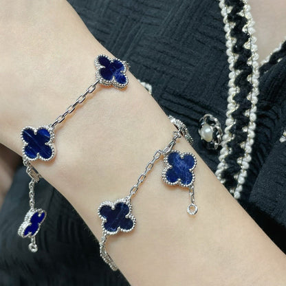 [NOBLE AURA]CLOVER 5 MOTIF PIETERSITE SILVER BRACELET