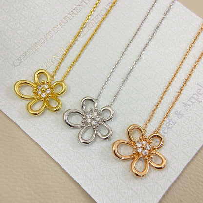 [NOBLE AURA]FLOWERLACE NECKLACE 5 DIAMONDS