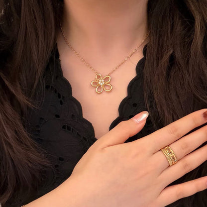 [NOBLE AURA]FLOWERLACE NECKLACE 5 DIAMONDS