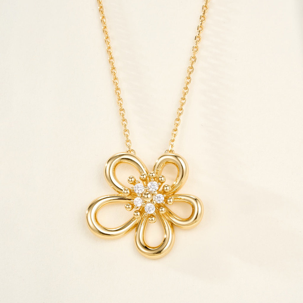 [NOBLE AURA]FLOWERLACE NECKLACE 5 DIAMONDS