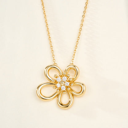 [NOBLE AURA]FLOWERLACE NECKLACE 5 DIAMONDS