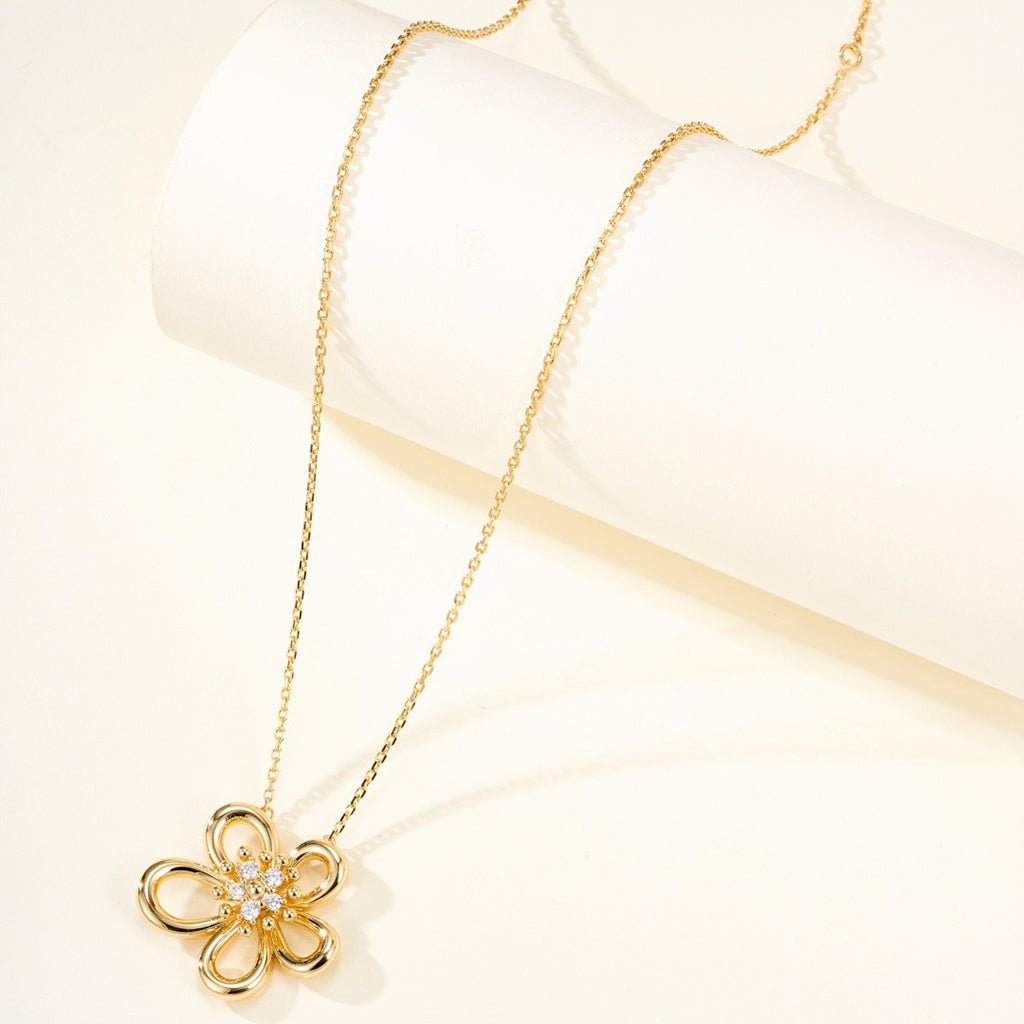 [NOBLE AURA]FLOWERLACE NECKLACE 5 DIAMONDS