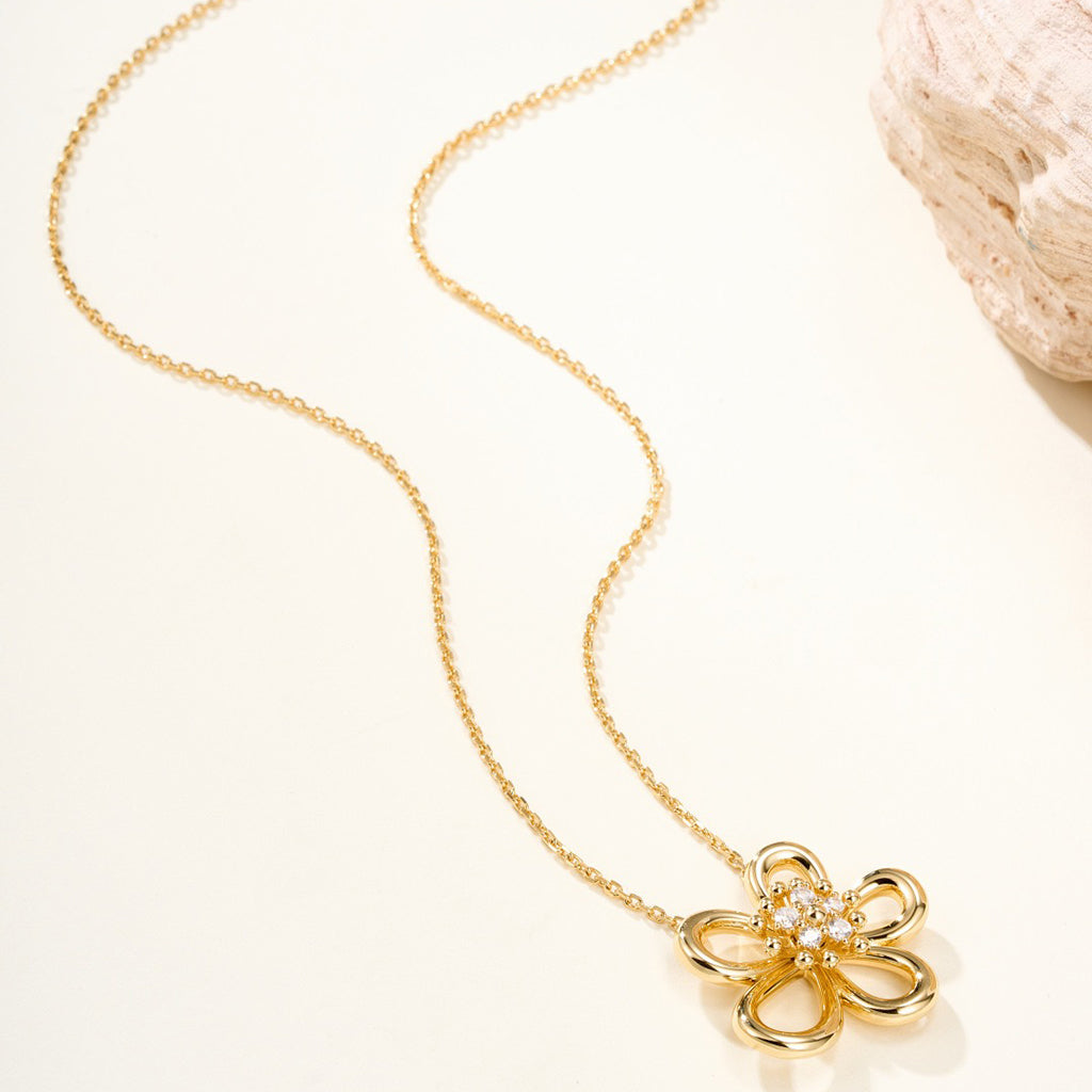 [NOBLE AURA]FLOWERLACE NECKLACE 5 DIAMONDS