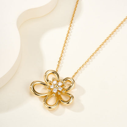 [NOBLE AURA]FLOWERLACE NECKLACE 5 DIAMONDS