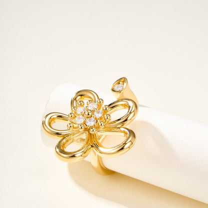 [NOBLE AURA]  FLOWERLACE OPEN RING 5 DIAMONDS
