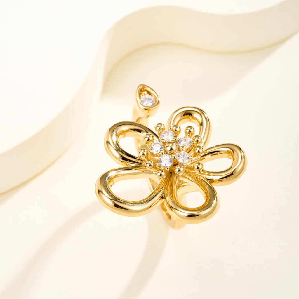 [NOBLE AURA]  FLOWERLACE OPEN RING 5 DIAMONDS