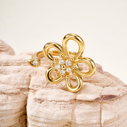 [NOBLE AURA]  FLOWERLACE OPEN RING 5 DIAMONDS