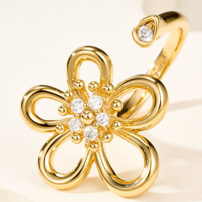[NOBLE AURA]  FLOWERLACE OPEN RING 5 DIAMONDS