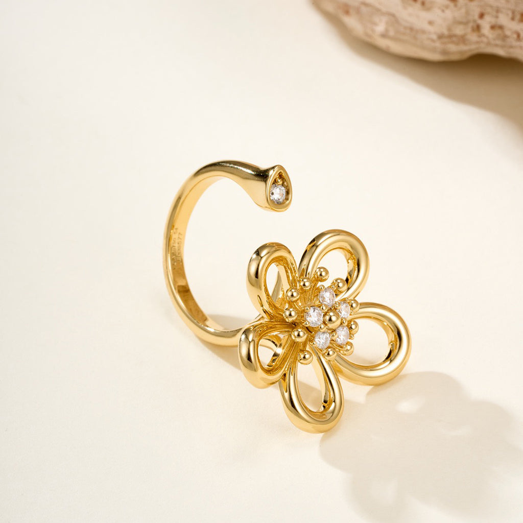 [NOBLE AURA]  FLOWERLACE OPEN RING 5 DIAMONDS