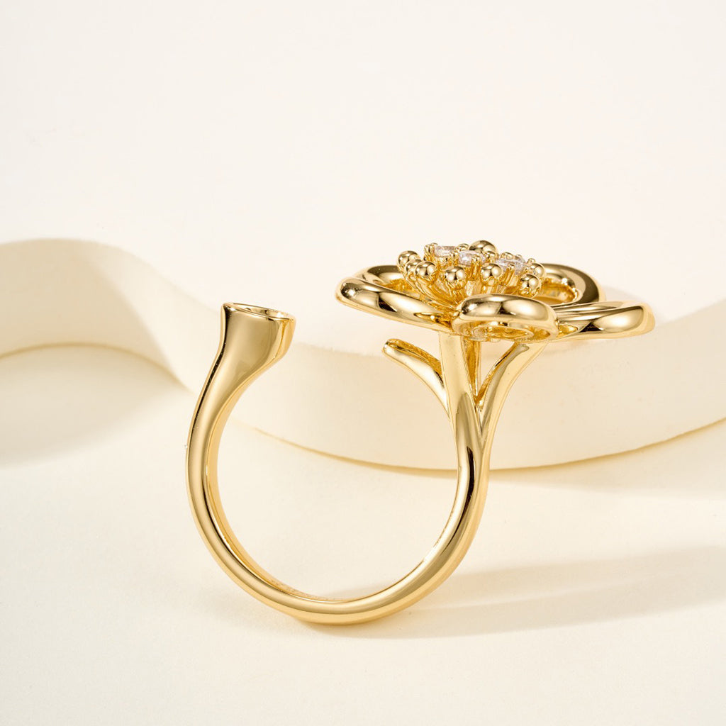 [NOBLE AURA]  FLOWERLACE OPEN RING 5 DIAMONDS