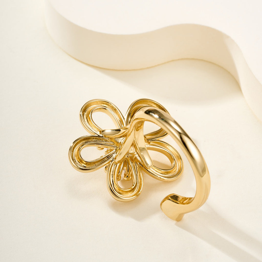 [NOBLE AURA]  FLOWERLACE OPEN RING 5 DIAMONDS