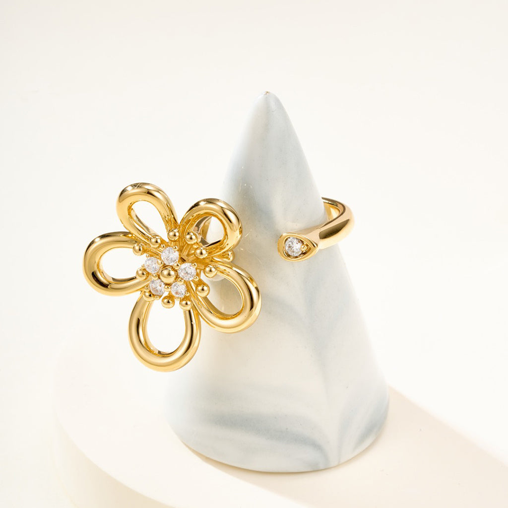 [NOBLE AURA]  FLOWERLACE OPEN RING 5 DIAMONDS