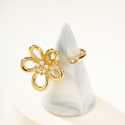 [NOBLE AURA]  FLOWERLACE OPEN RING 5 DIAMONDS