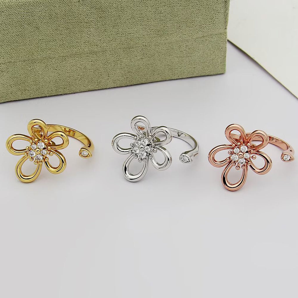 [NOBLE AURA]  FLOWERLACE OPEN RING 5 DIAMONDS