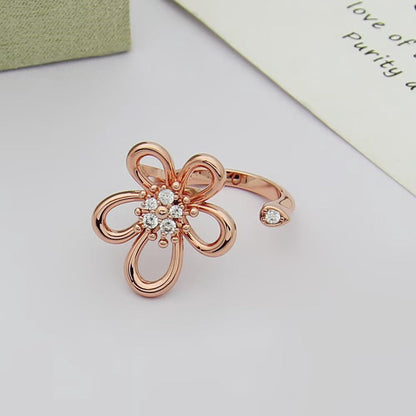[NOBLE AURA]  FLOWERLACE OPEN RING 5 DIAMONDS