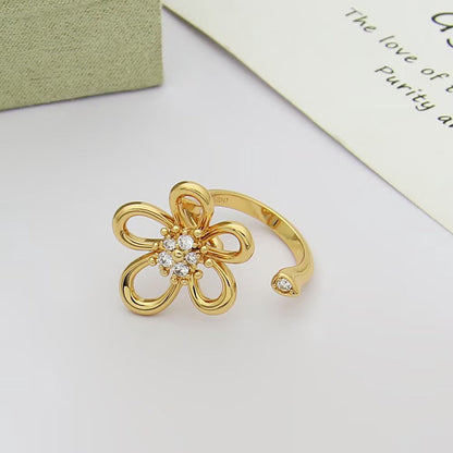 [NOBLE AURA]  FLOWERLACE OPEN RING 5 DIAMONDS