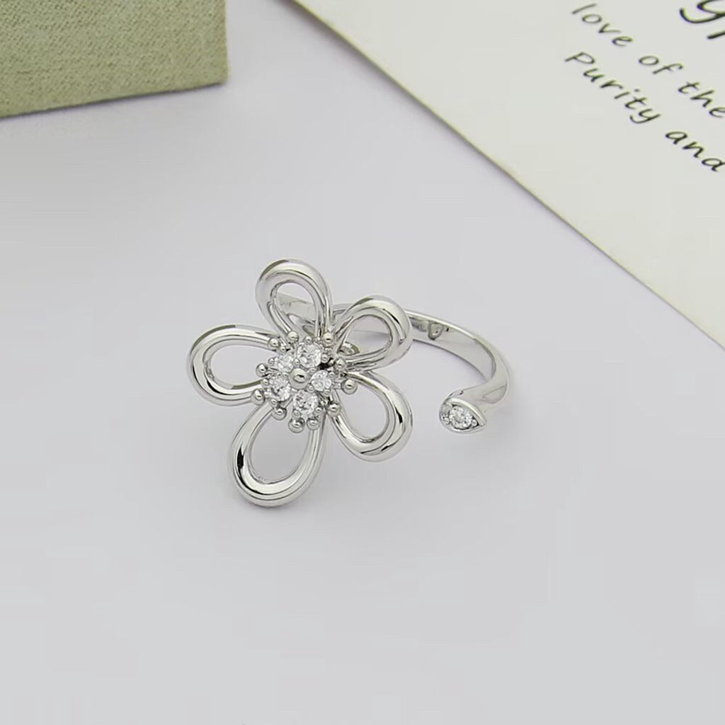 [NOBLE AURA]  FLOWERLACE OPEN RING 5 DIAMONDS