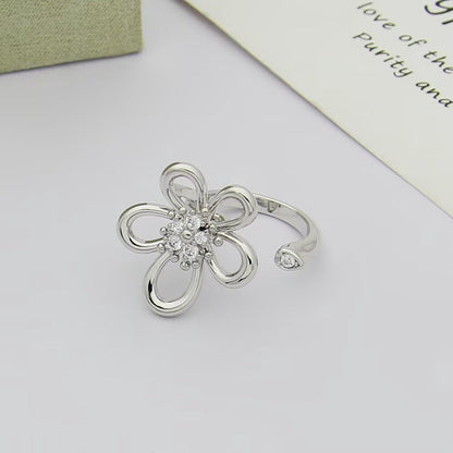 [NOBLE AURA]  FLOWERLACE OPEN RING 5 DIAMONDS