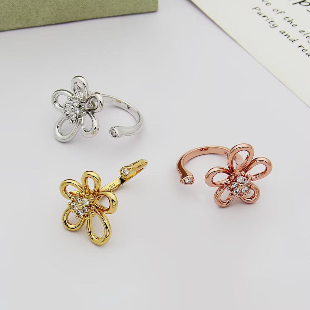 [NOBLE AURA]  FLOWERLACE OPEN RING 5 DIAMONDS