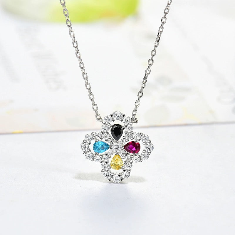 [NOBLE AURA]LOOP NECKLACE FULL MOTIF DIAMOND 16MM MULTIPLE COLORS