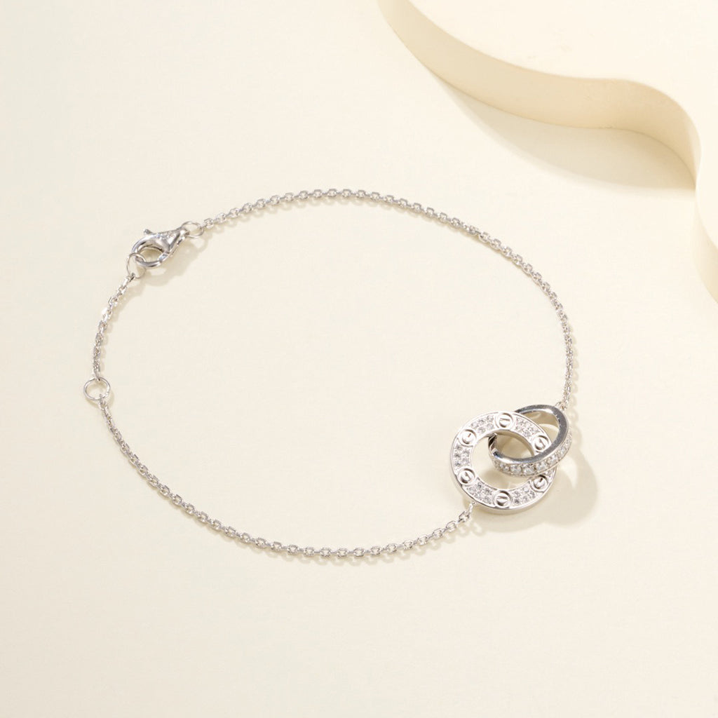 [NOBLE AURA] LOVE DOUBLE RING FULL DIAMOND BRACELET