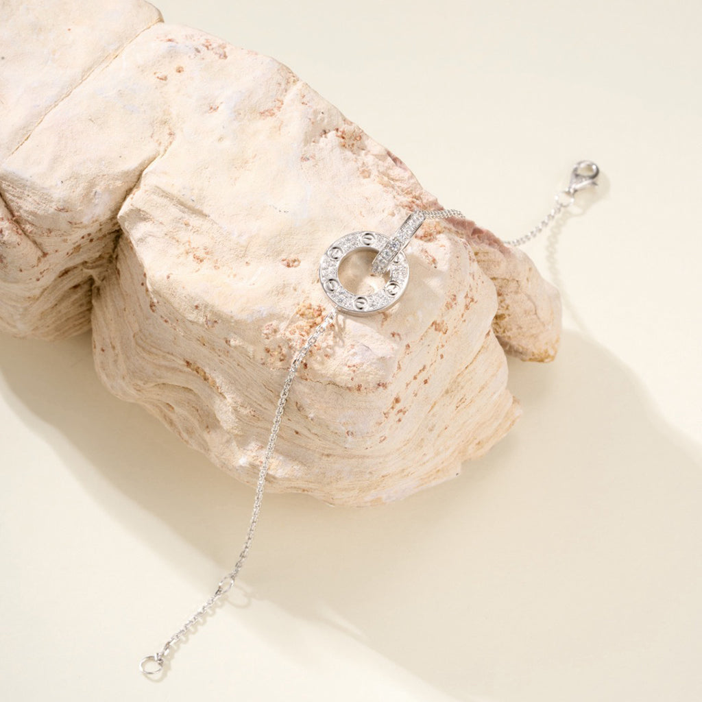 [NOBLE AURA] LOVE DOUBLE RING FULL DIAMOND BRACELET