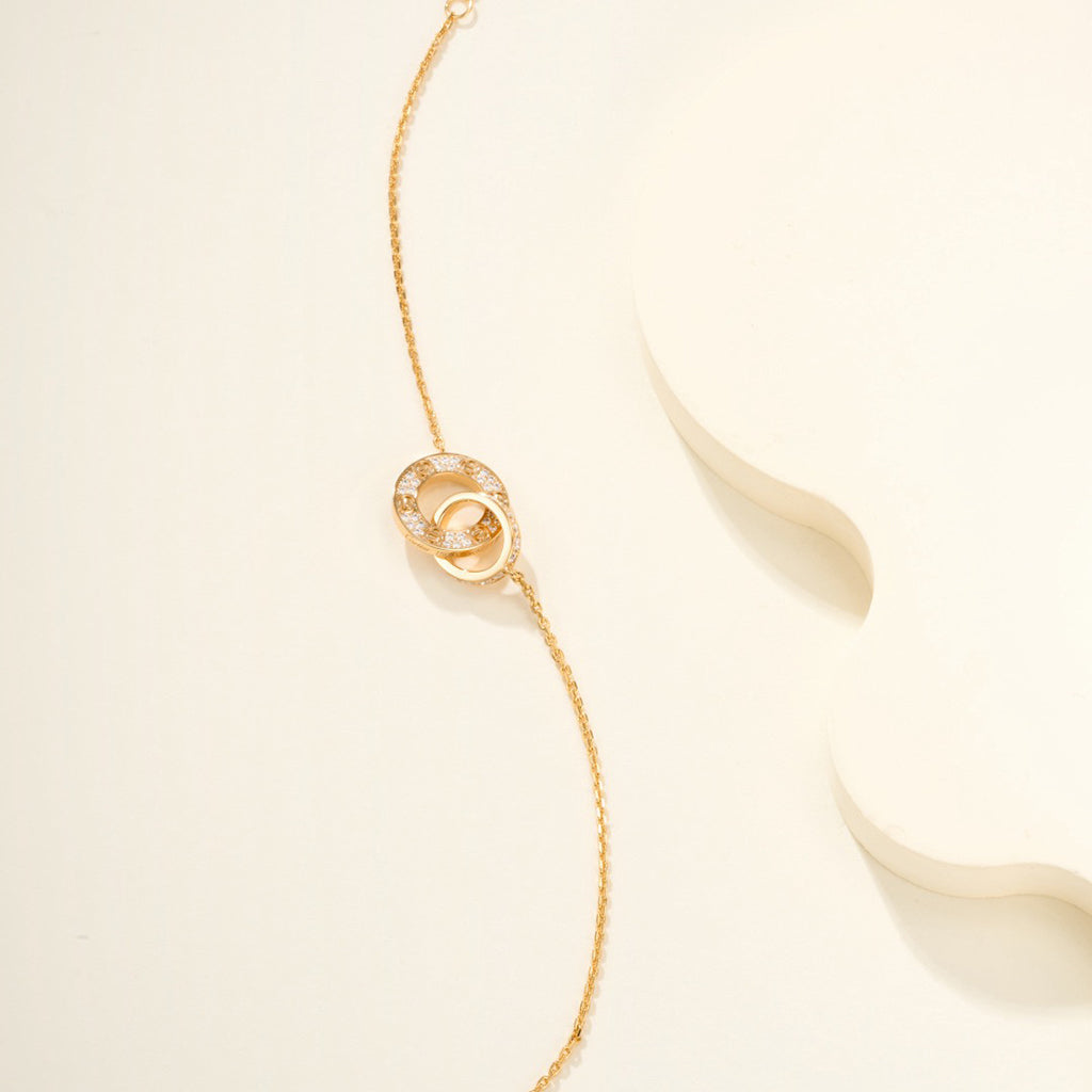 [NOBLE AURA] LOVE DOUBLE RING FULL DIAMOND BRACELET