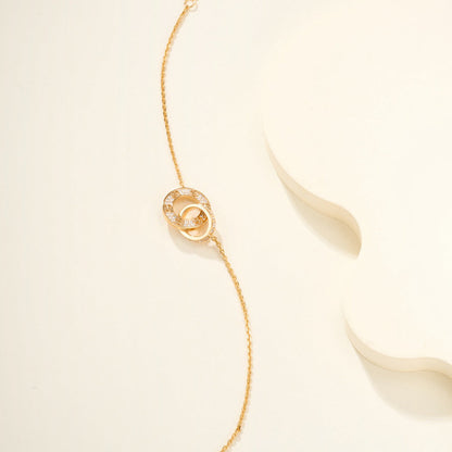 [NOBLE AURA] LOVE DOUBLE RING FULL DIAMOND BRACELET