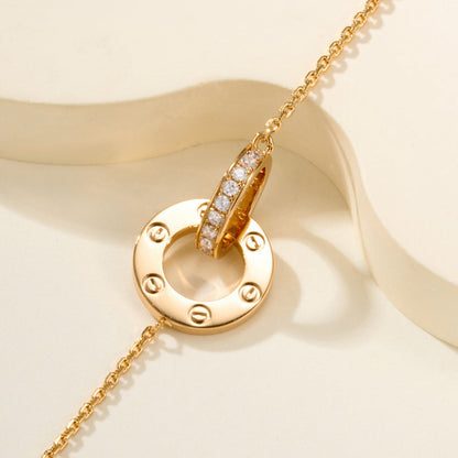 [NOBLE AURA] LOVE DOUBLE RING FULL DIAMOND BRACELET