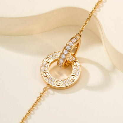 [NOBLE AURA] LOVE DOUBLE RING FULL DIAMOND BRACELET