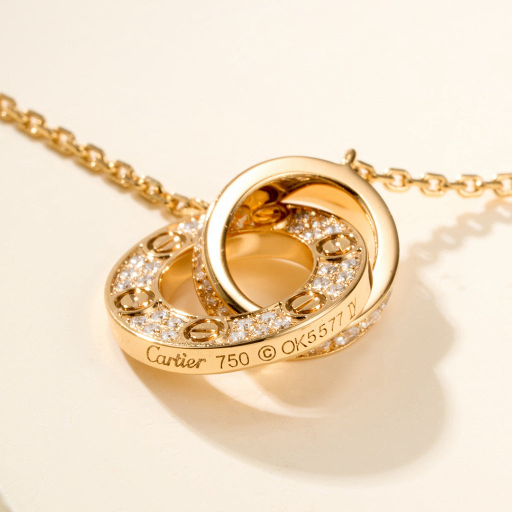 [NOBLE AURA] LOVE DOUBLE RING FULL DIAMOND BRACELET