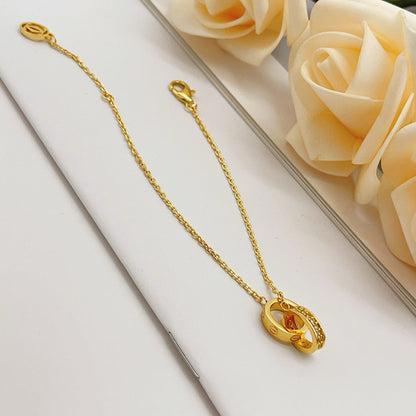 [NOBLE AURA] LOVE DOUBLE RING HALF DIAMOND BRACELET