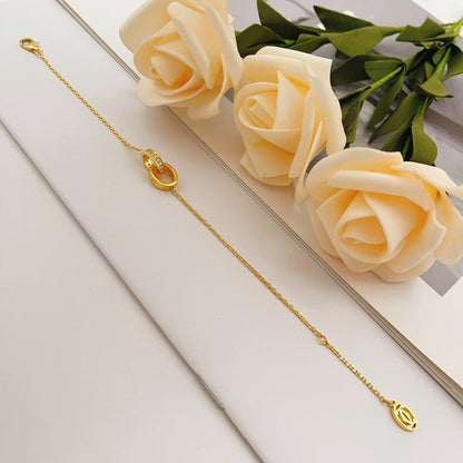 [NOBLE AURA] LOVE DOUBLE RING HALF DIAMOND BRACELET