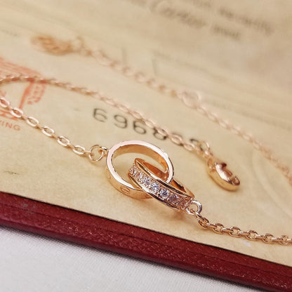 [NOBLE AURA] LOVE DOUBLE RING HALF DIAMOND BRACELET