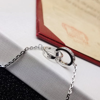 [NOBLE AURA] LOVE DOUBLE RING HALF DIAMOND BRACELET